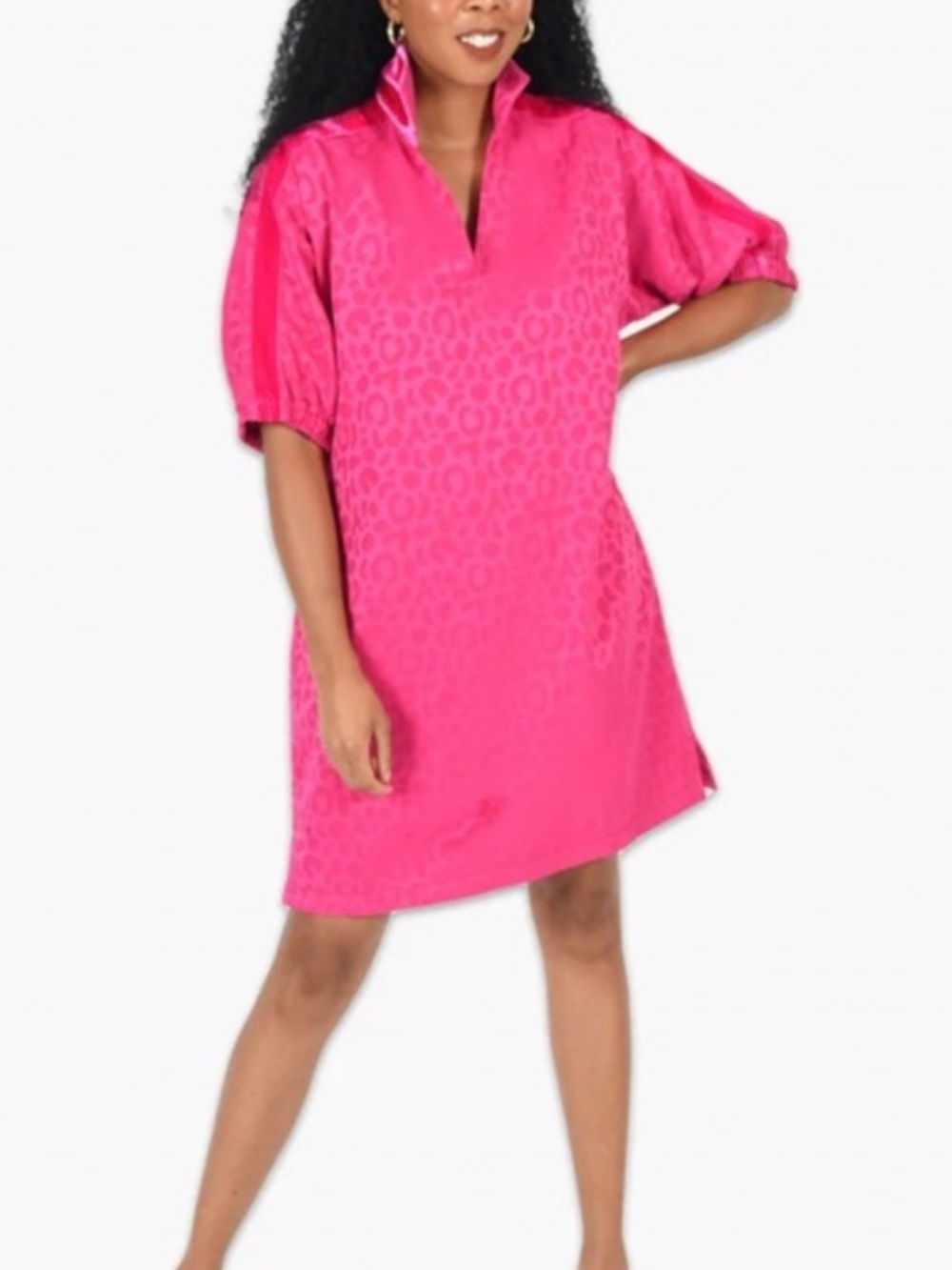 emily mccarthy poppy dress leopard fuchsia pink velvet strip